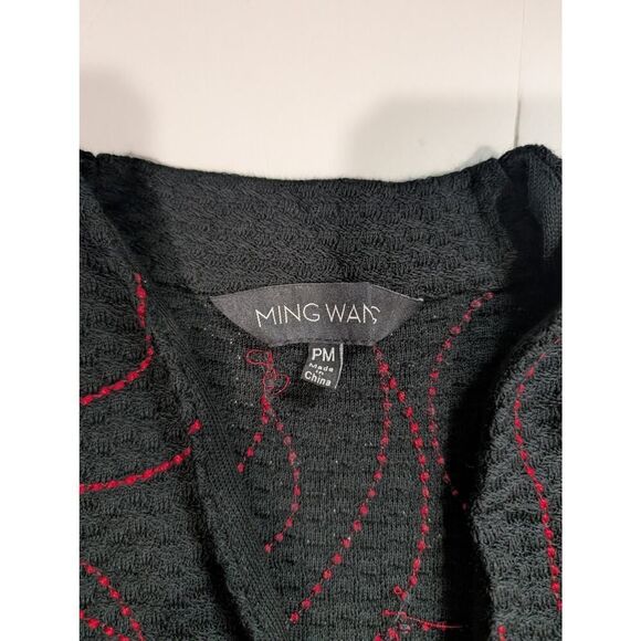 Ming Wang Jacket Women's Petite Medium Black Rose Pattern Cardigan career church - Picture 5 of 10